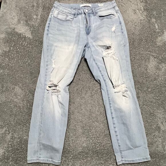 Judy Blue Jeans Womens 14W (33x26.5) Boyfriend Fit Light Wash High Rise Cropped - Picture 1 of 11